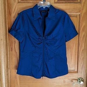 Blue blouse double zipper